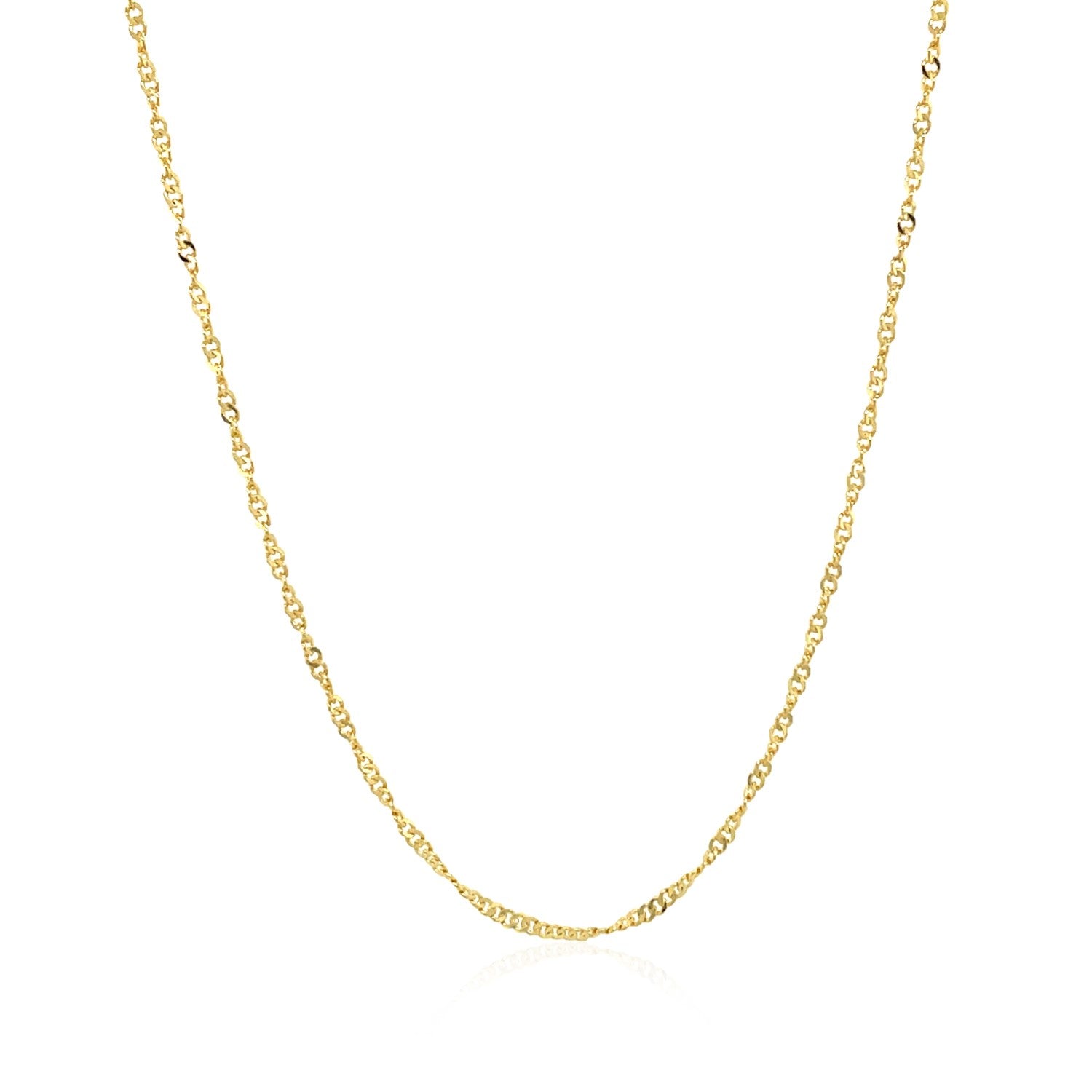 14k Yellow Gold Singapore Style Adjustable Chain (1.40 mm) in a sleek high-contrast midnight luxury editorial style